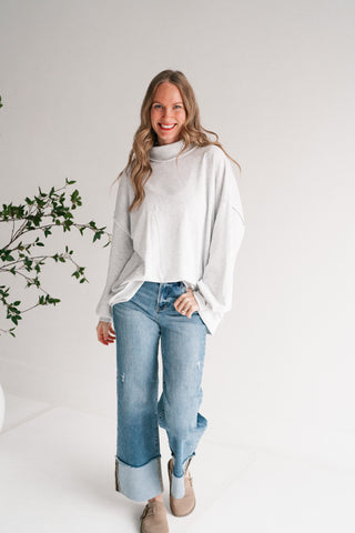Timeless Touch Mock Neck Sweatshirt - Heather Grey