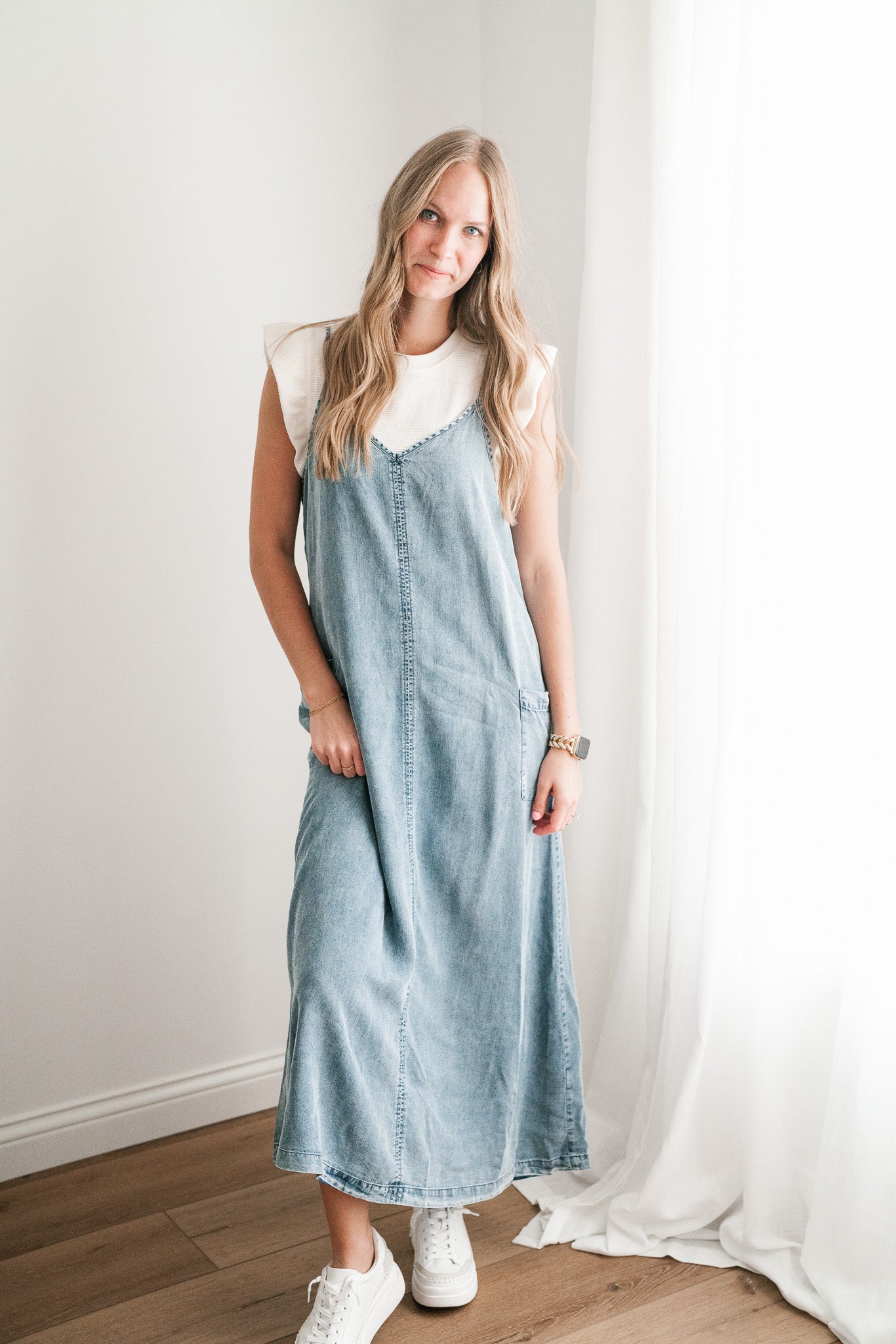 Fresh Fall Feeling Denim Midi Dress