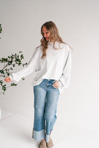 Timeless Touch Mock Neck Sweatshirt - Heather Grey