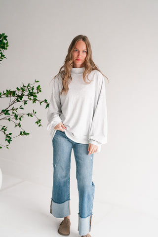 Timeless Touch Mock Neck Sweatshirt - Heather Grey
