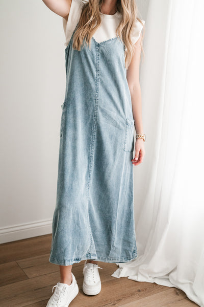 Fresh Fall Feeling Denim Midi Dress