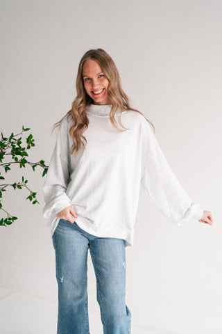 Timeless Touch Mock Neck Sweatshirt - Heather Grey
