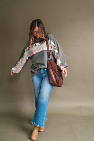 Vintage Floral Mineral Wash Long Sleeve Sweatshirt