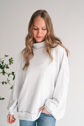 Timeless Touch Mock Neck Sweatshirt - Heather Grey