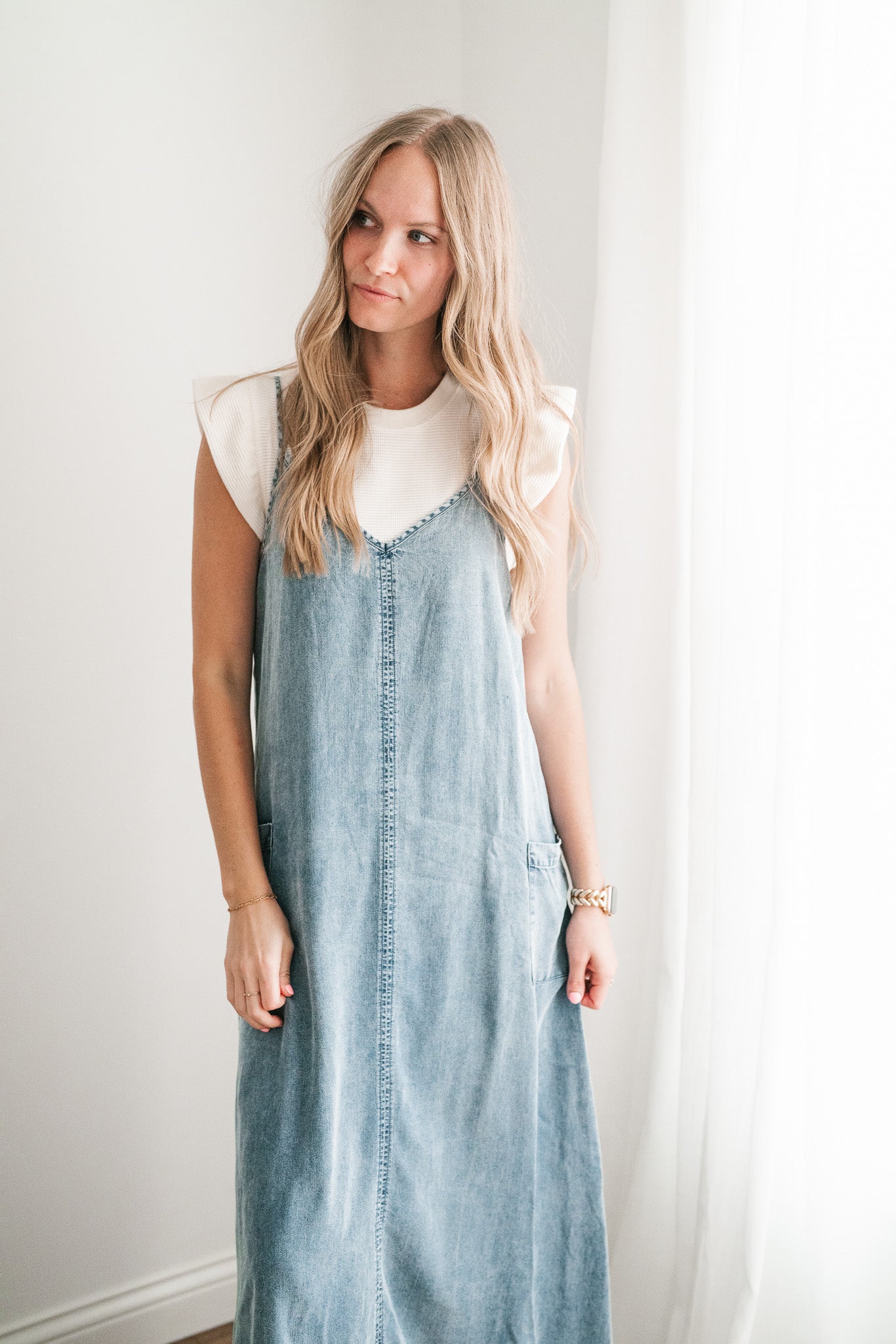 Fresh Fall Feeling Denim Midi Dress