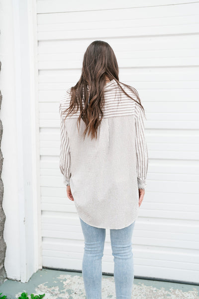 Out Of Line Striped Button Up Top