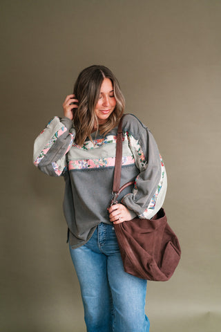 Vintage Floral Mineral Wash Long Sleeve Sweatshirt