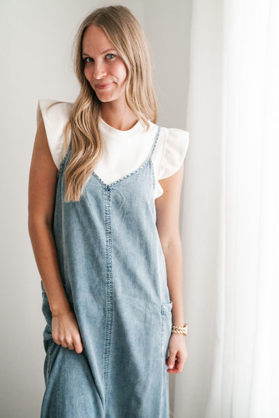 Fresh Fall Feeling Denim Midi Dress