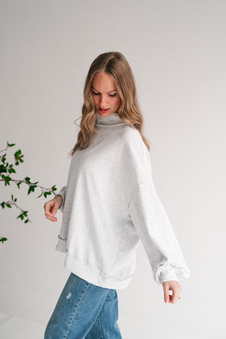 Timeless Touch Mock Neck Sweatshirt - Heather Grey