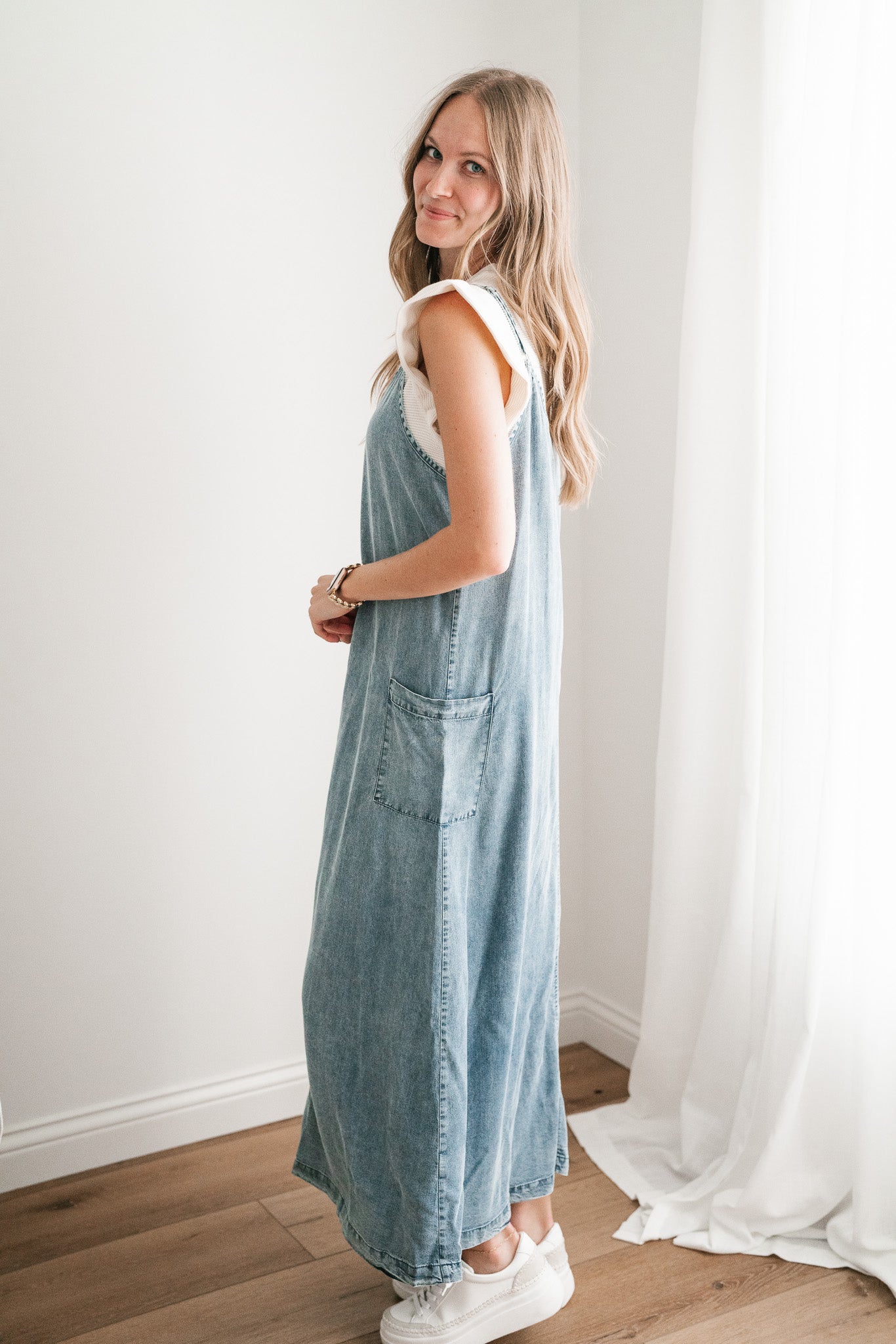 Fresh Fall Feeling Denim Midi Dress