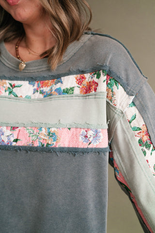 Vintage Floral Mineral Wash Long Sleeve Sweatshirt