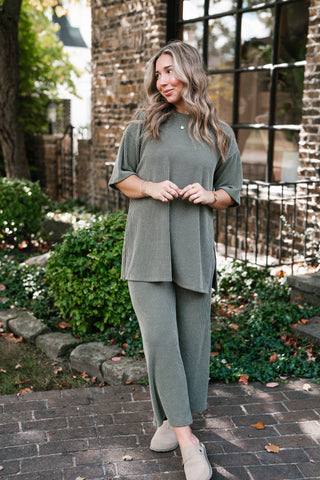 Everyday Olive Ribbed Set - Top