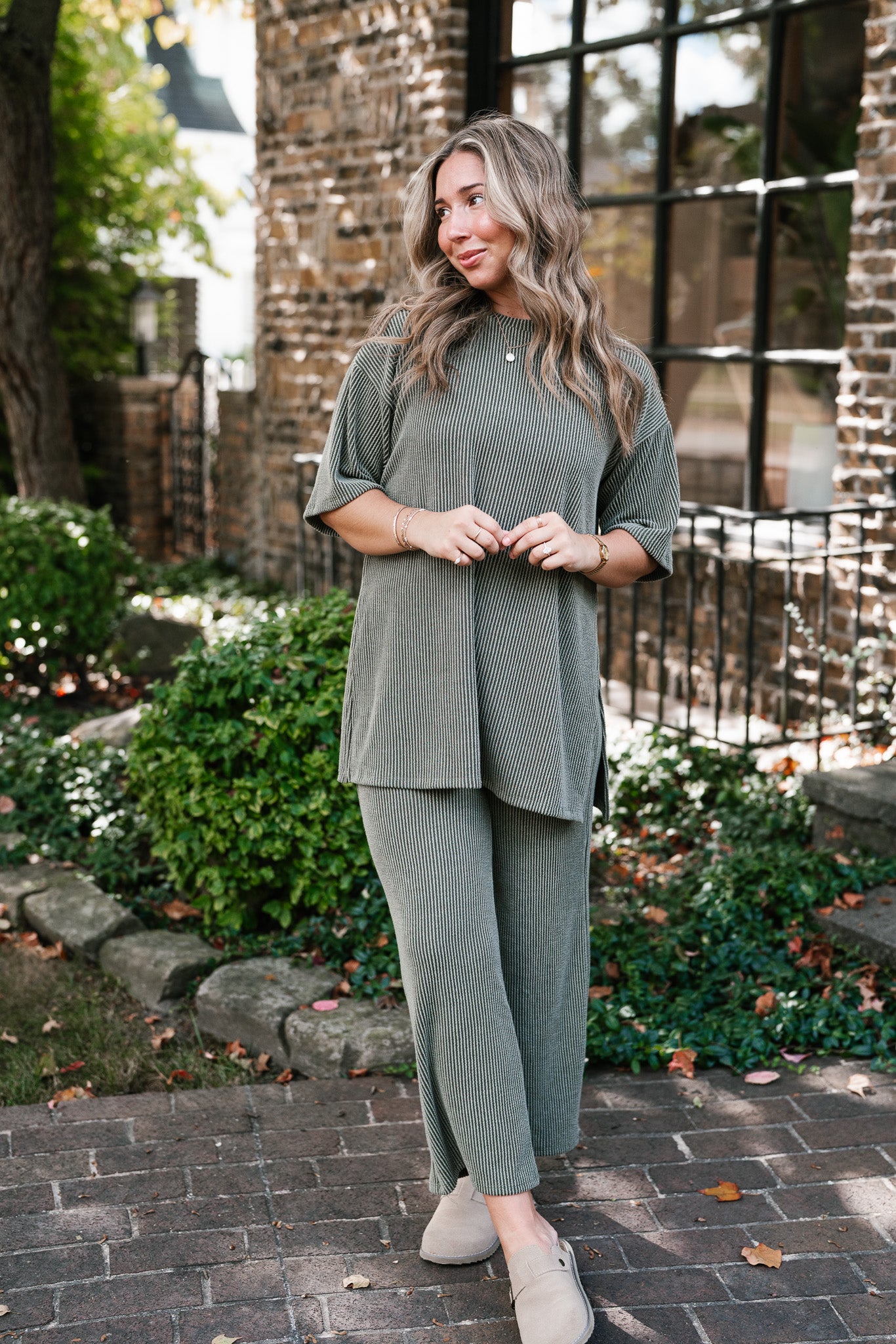 Everyday Olive Ribbed Set - Top