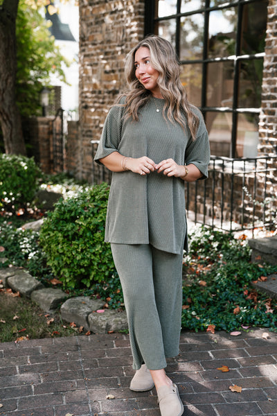 Everyday Olive Ribbed Set - Top