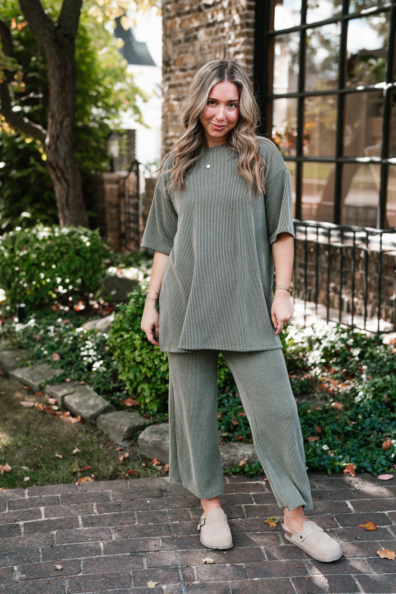 Everyday Olive Ribbed Set - Top