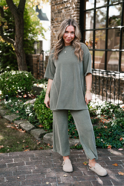 Everyday Olive Ribbed Set - Top