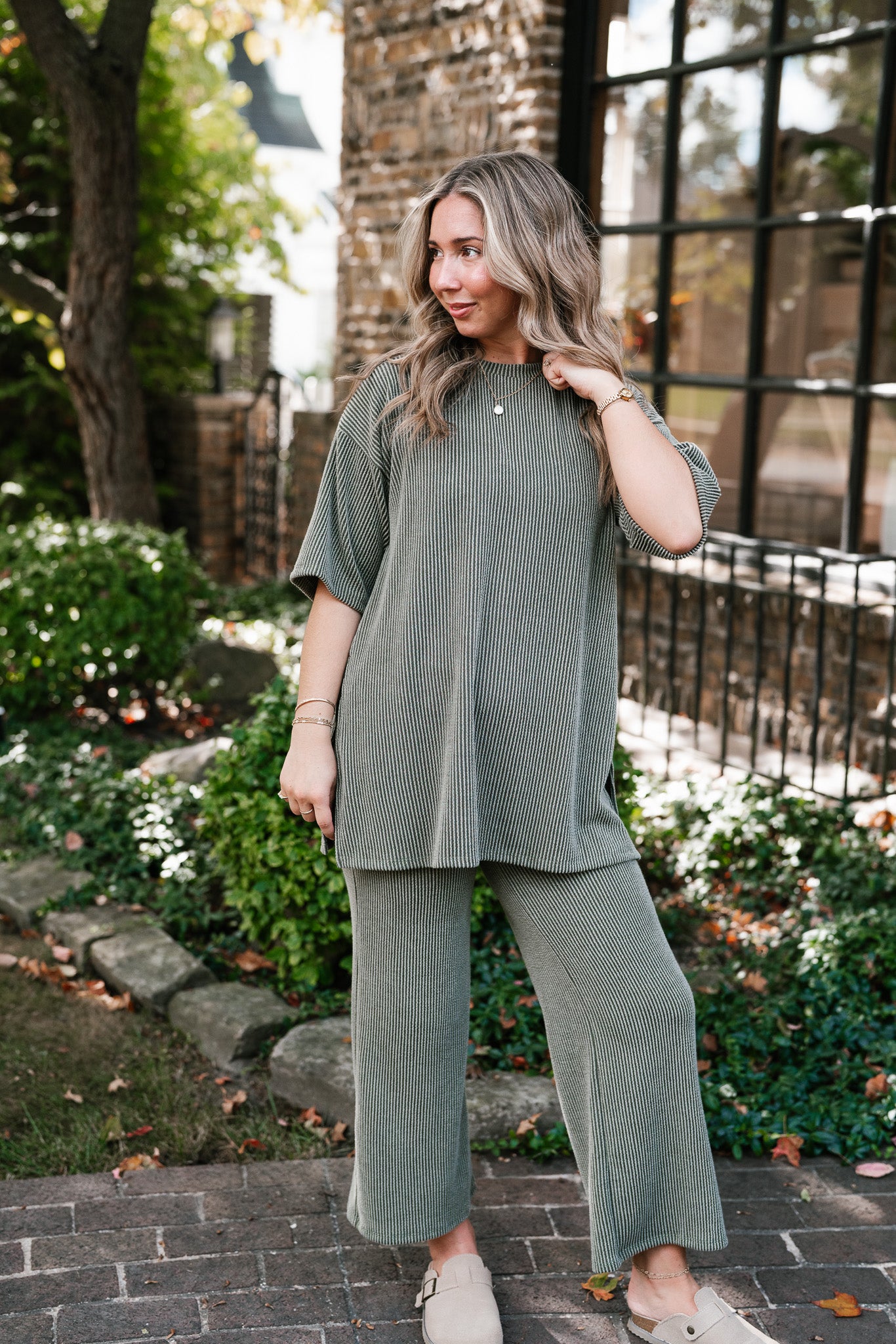 Everyday Olive Ribbed Set - Top