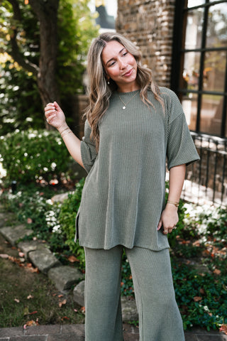 Everyday Olive Ribbed Set - Top