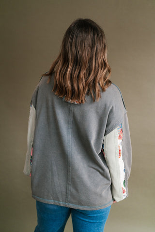Vintage Floral Mineral Wash Long Sleeve Sweatshirt