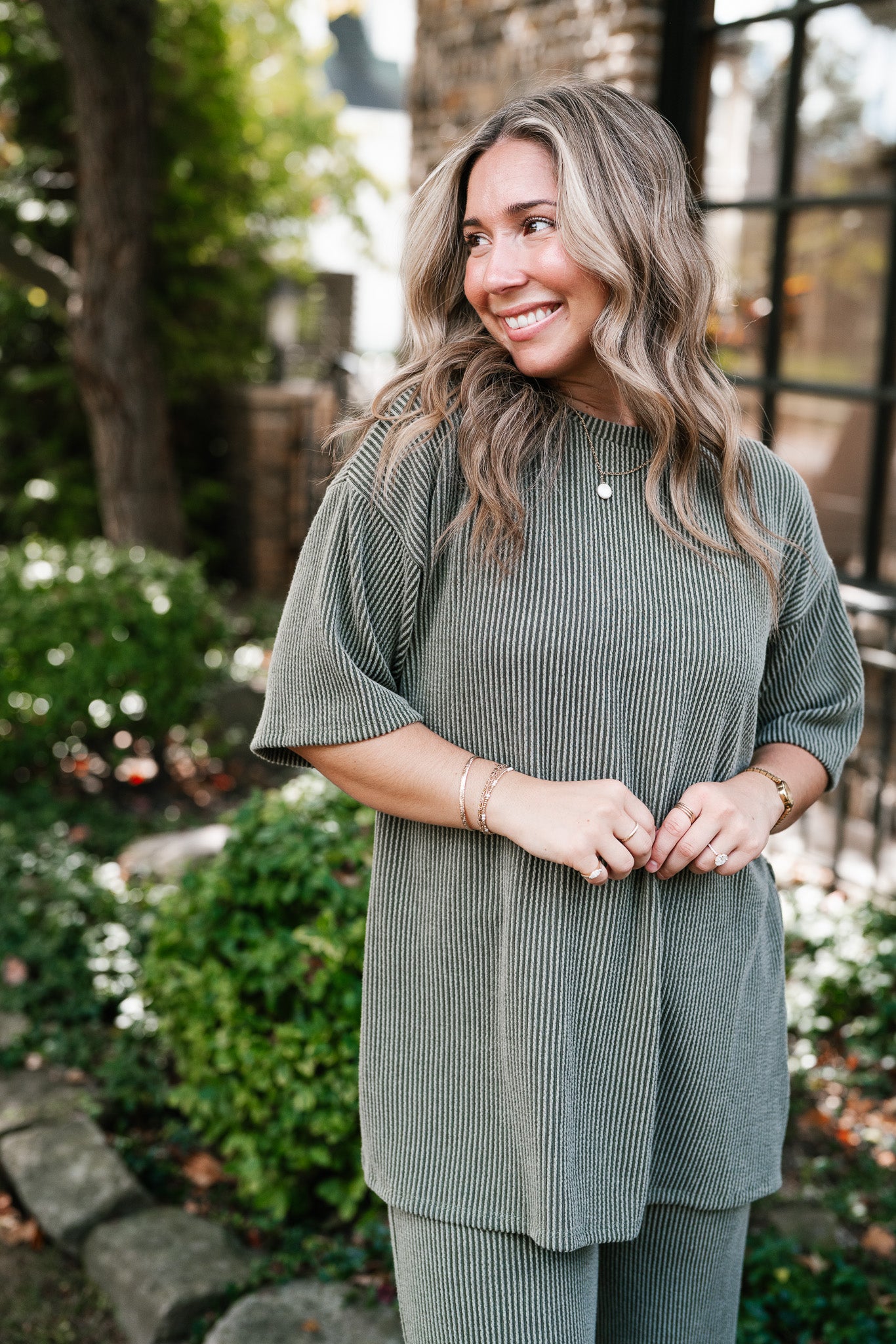 Everyday Olive Ribbed Set - Top