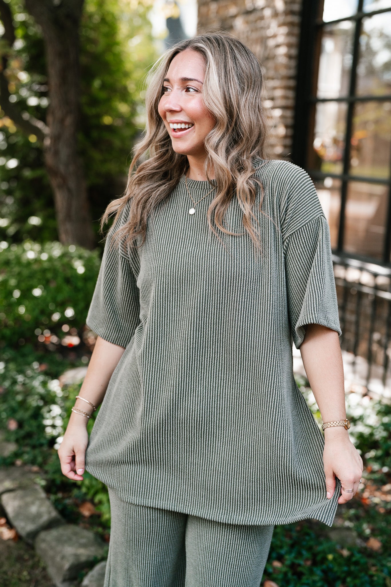 Everyday Olive Ribbed Set - Top