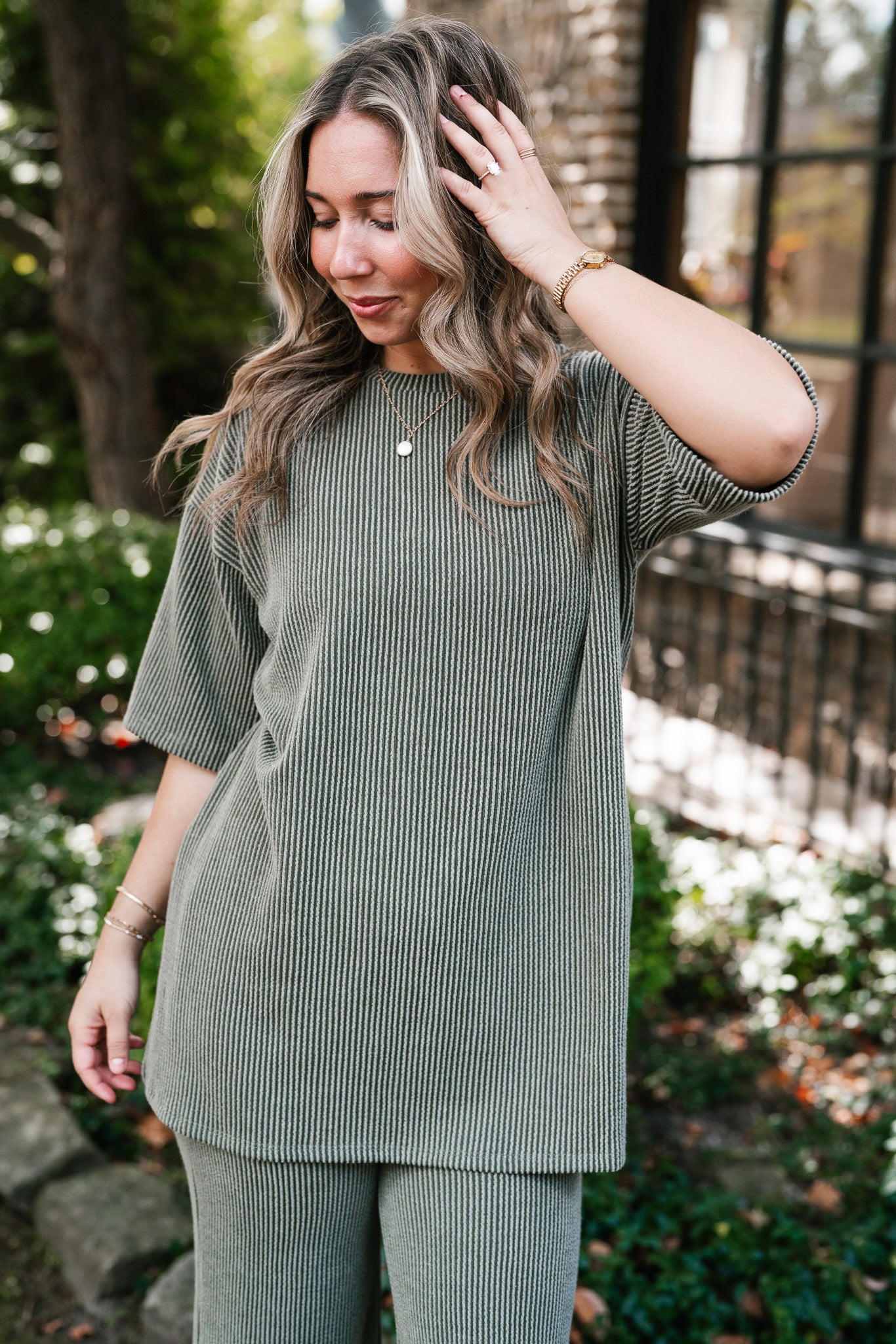 Everyday Olive Ribbed Set - Top