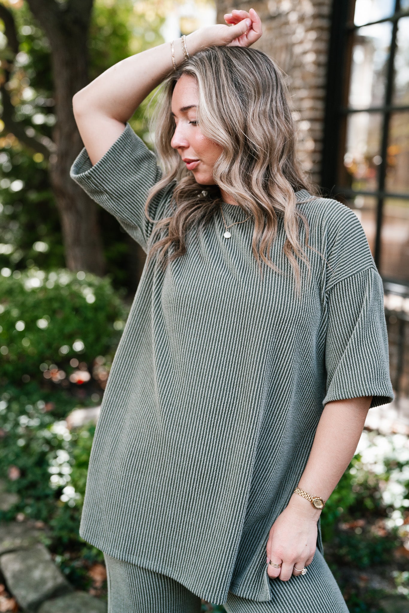 Everyday Olive Ribbed Set - Top
