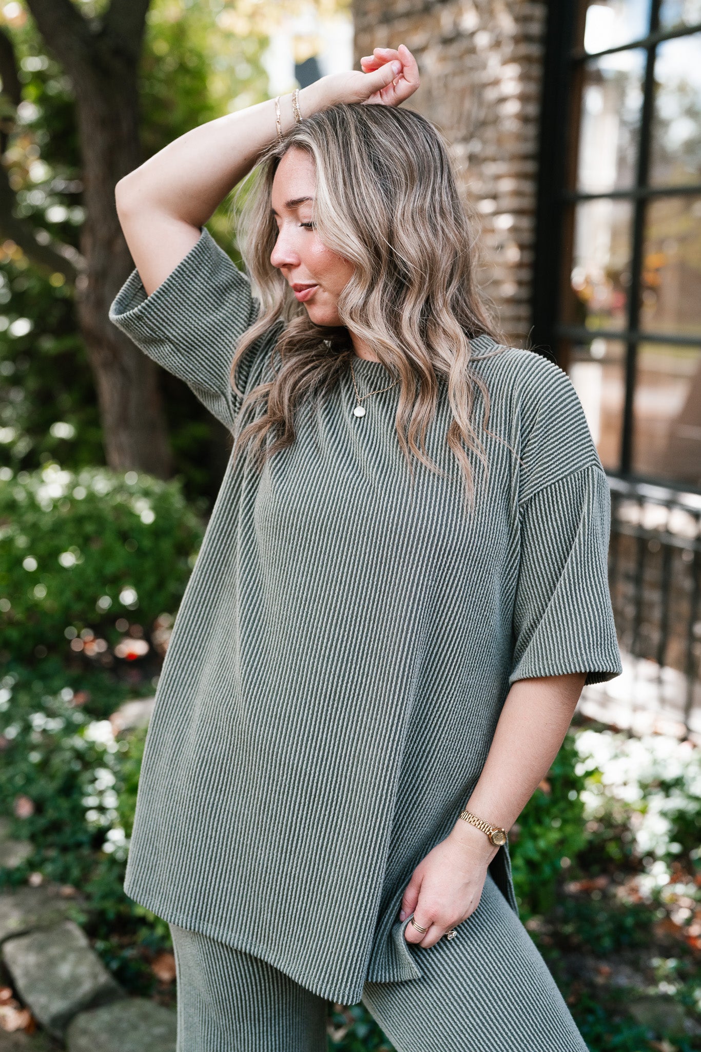 Everyday Olive Ribbed Set - Top