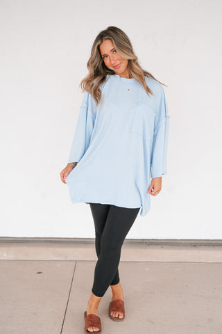 Forever Ideal Ribbed Top - Blue