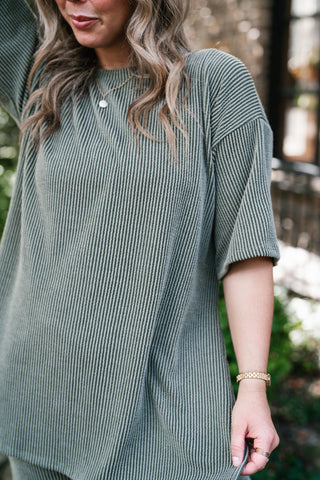 Everyday Olive Ribbed Set - Top