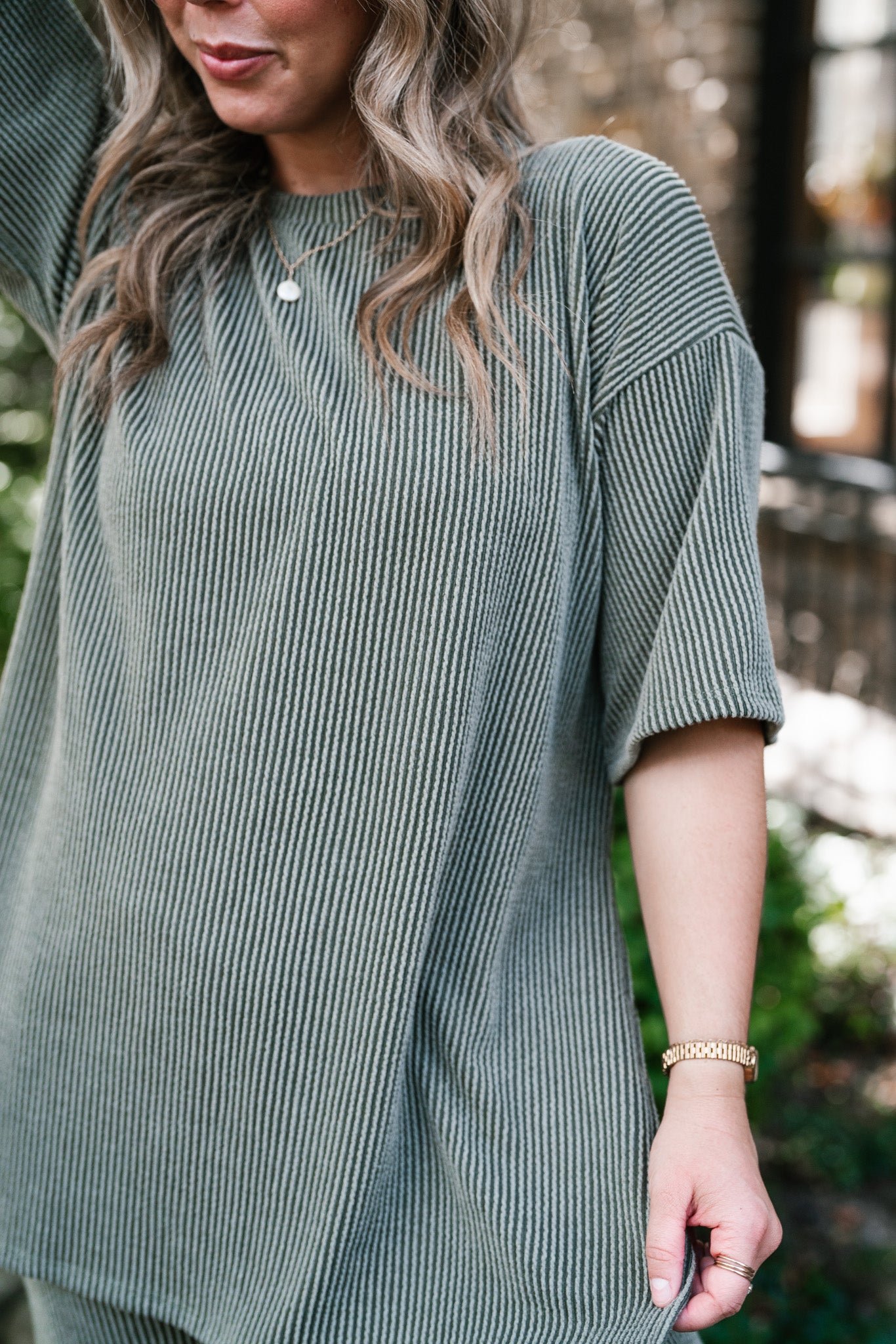 Everyday Olive Ribbed Set - Top