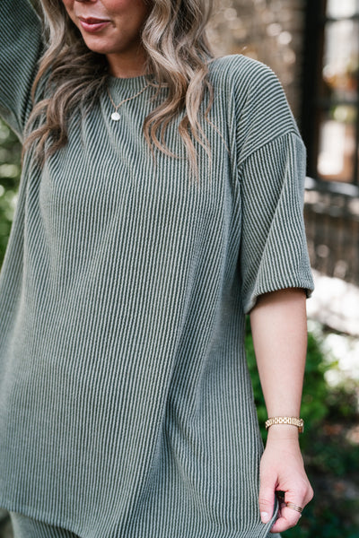 Everyday Olive Ribbed Set - Top