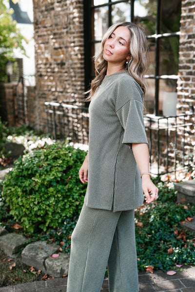 Everyday Olive Ribbed Set - Top