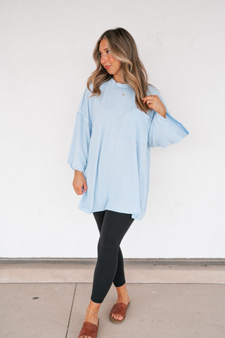 Forever Ideal Ribbed Top - Blue