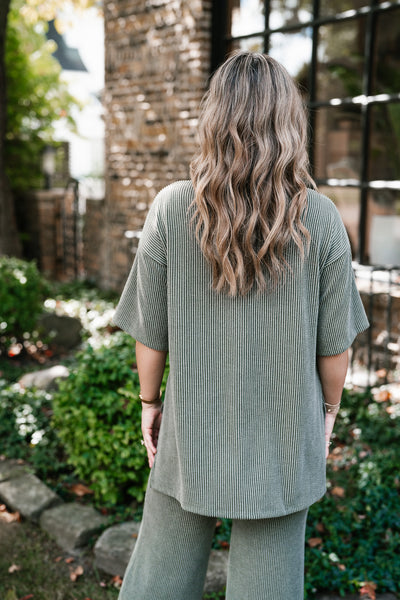 Everyday Olive Ribbed Set - Top