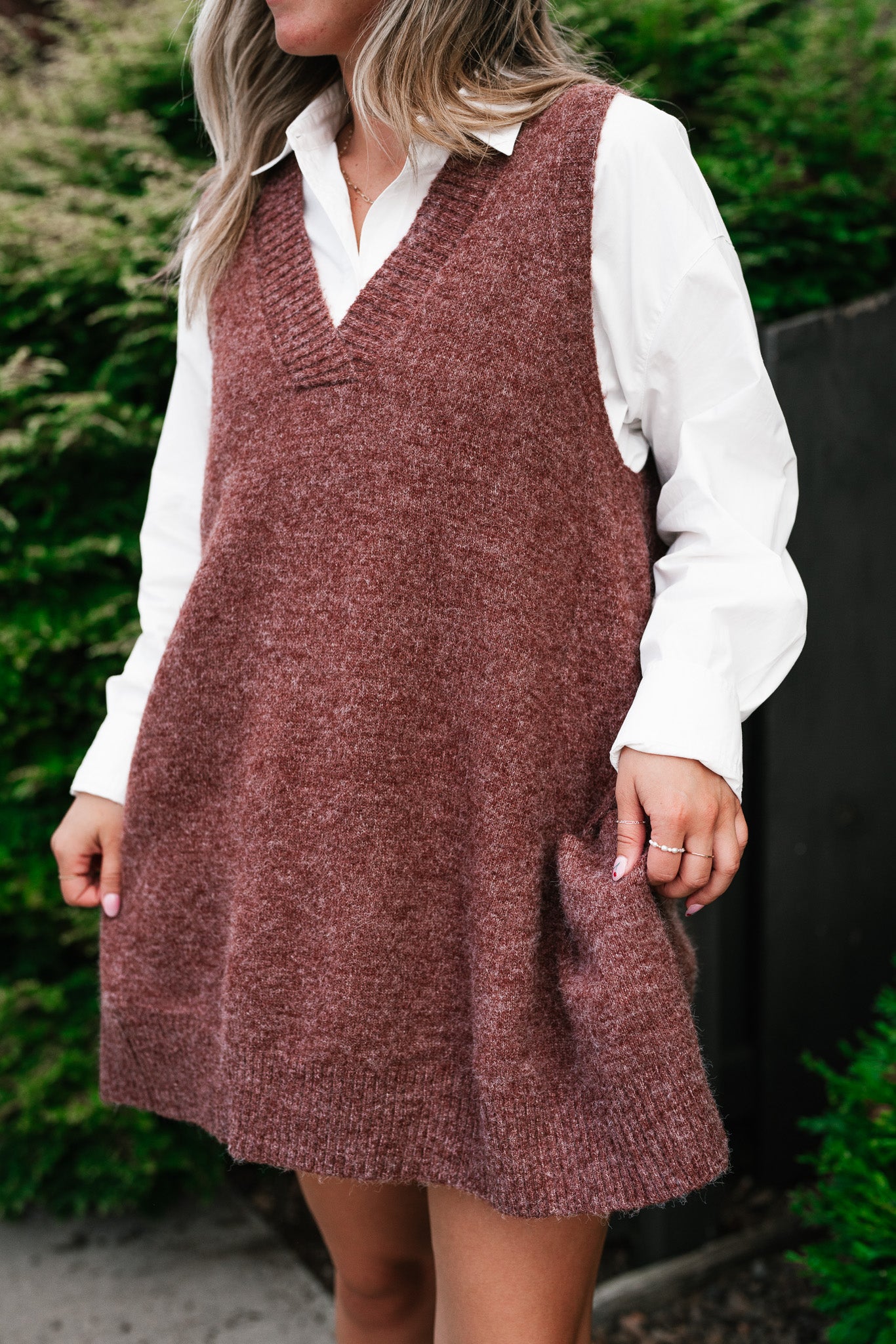 Eliza Sweater Vest Tunic Top - Brick