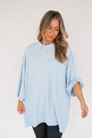 Forever Ideal Ribbed Top - Blue