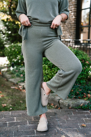 Everyday Olive Ribbed Set - Pant