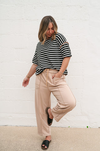 Daydreamer Contrast Stripe Tee - Black