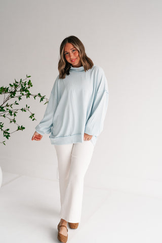 Timeless Touch Mock Neck Sweatshirt - Light Blue