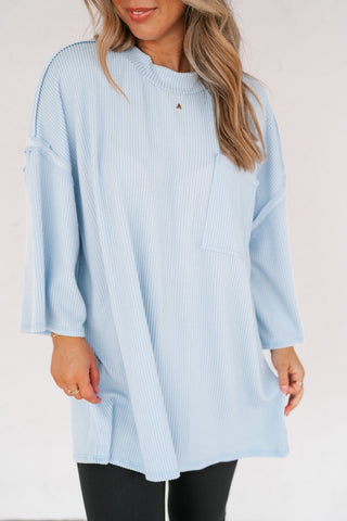 Forever Ideal Ribbed Top - Blue