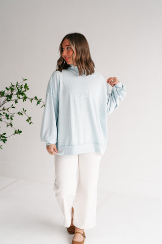 Timeless Touch Mock Neck Sweatshirt - Light Blue