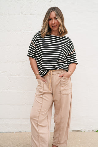 Daydreamer Contrast Stripe Tee - Black