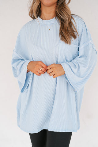 Forever Ideal Ribbed Top - Blue