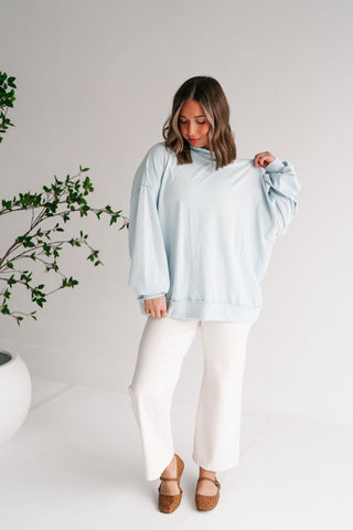 Timeless Touch Mock Neck Sweatshirt - Light Blue