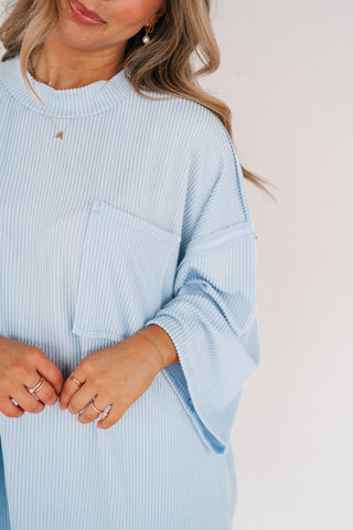 Forever Ideal Ribbed Top - Blue