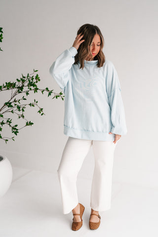 Timeless Touch Mock Neck Sweatshirt - Light Blue