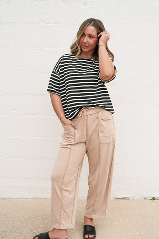 Daydreamer Contrast Stripe Tee - Black