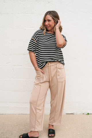 Daydreamer Contrast Stripe Tee - Black