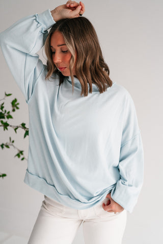 Timeless Touch Mock Neck Sweatshirt - Light Blue